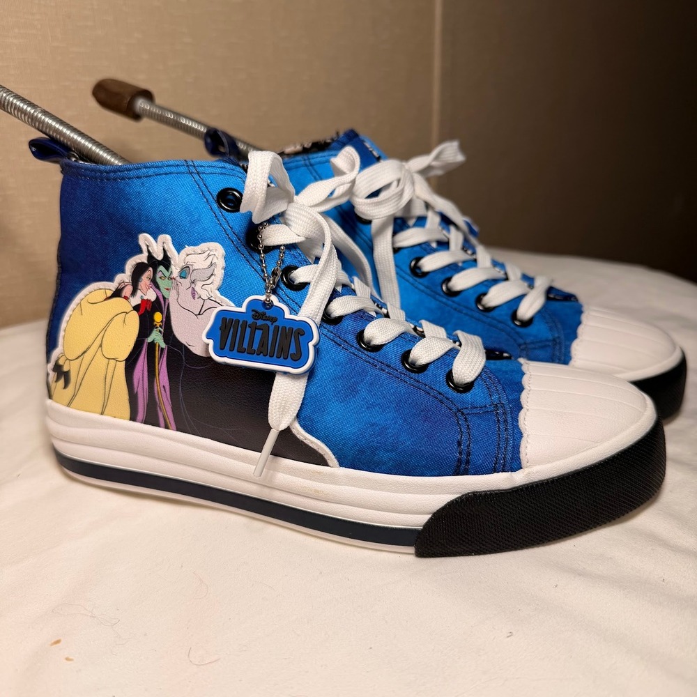 Disney Villains Blue High Top Sneakers Ursula Maleficent Hades Shell Toe Shoes